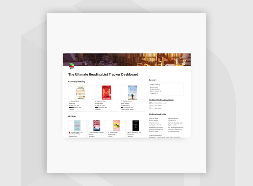 The Ultimate Reading List Tracker Dashboard for Notion
