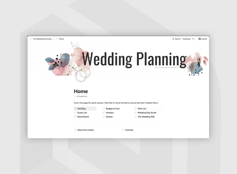 The Notion Wedding Planner Template