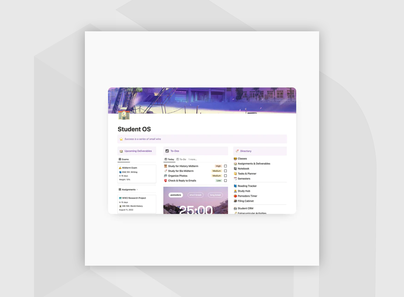 Student OS for Notion: All-in-One Dashboard