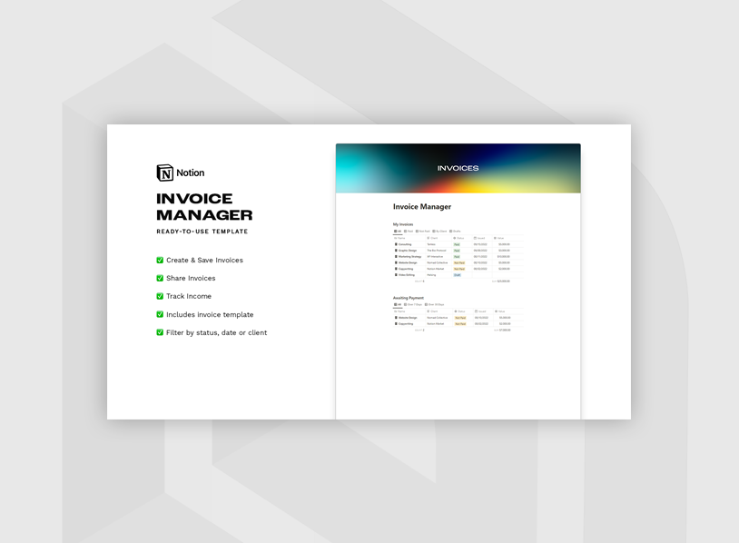 Invoice Manager Notion Invoice Template