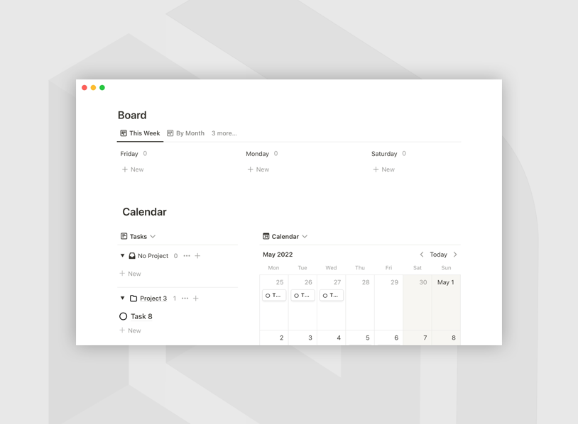 GTD Dashboard Notion Calendar Template