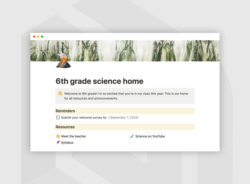 Teacher Home Notion Template