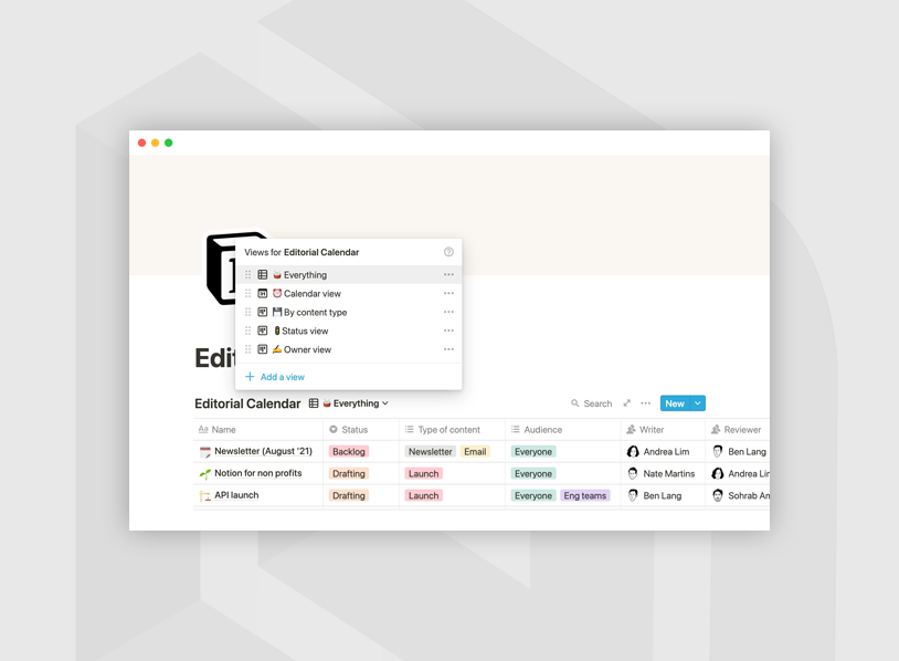 Editorial Calendar Template for Notion