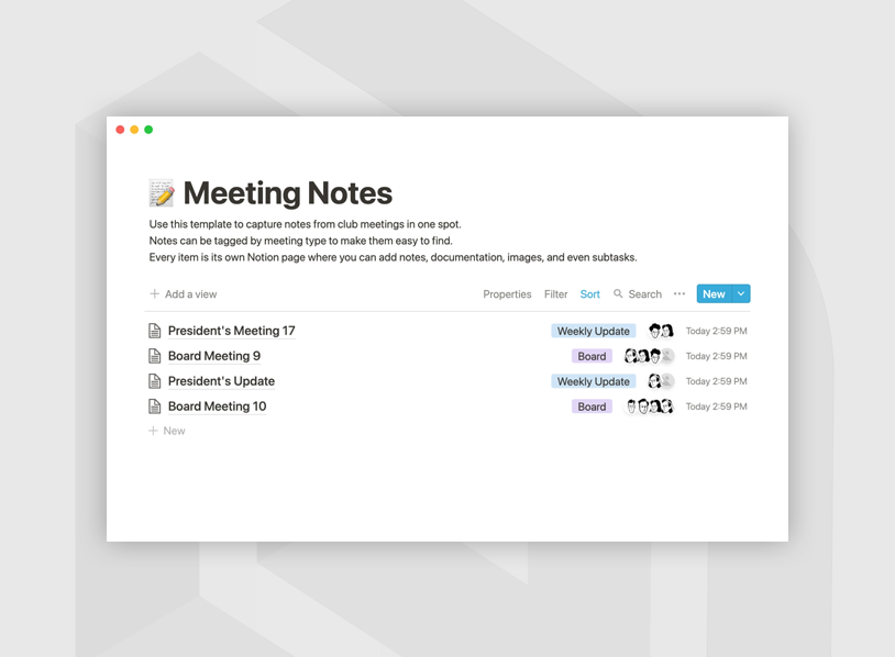 Club Homepage Notion Template for Teacher