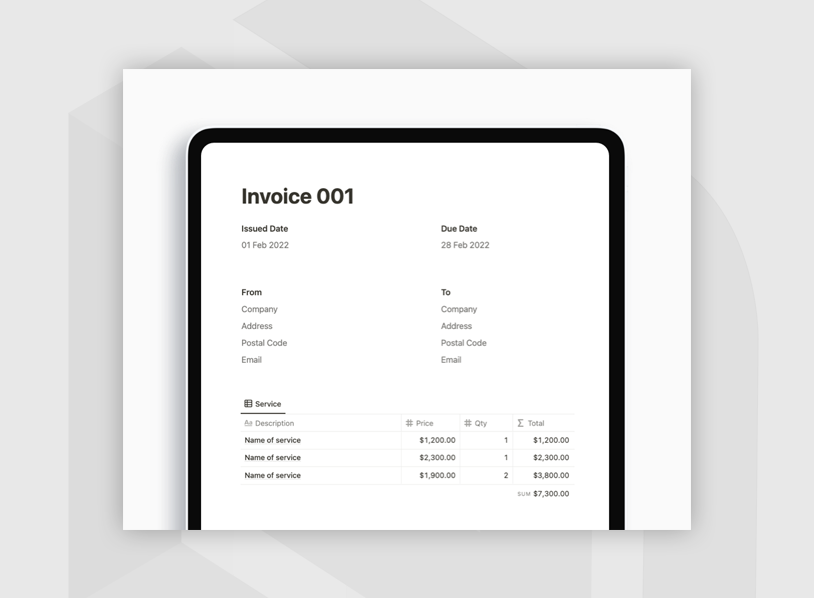 Easlo Notion Invoice Template