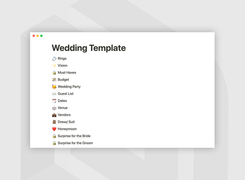 Wedding Planner Template for Notion