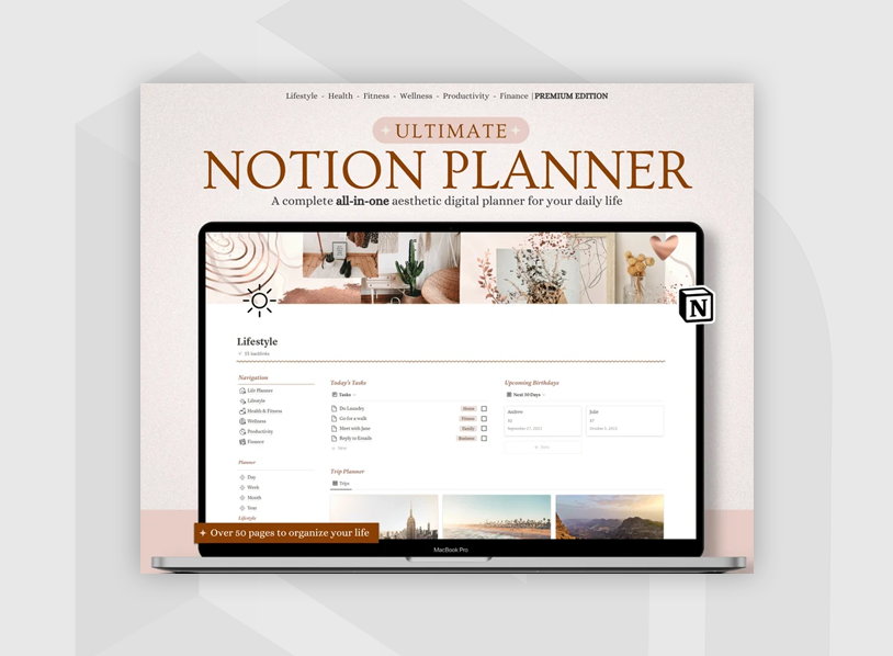 Wedding Event Planner Digital Template for Notion