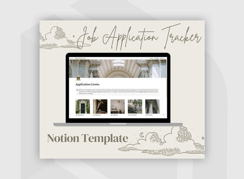 Academia themed Job and Internship Application Tracker - Notion Template 