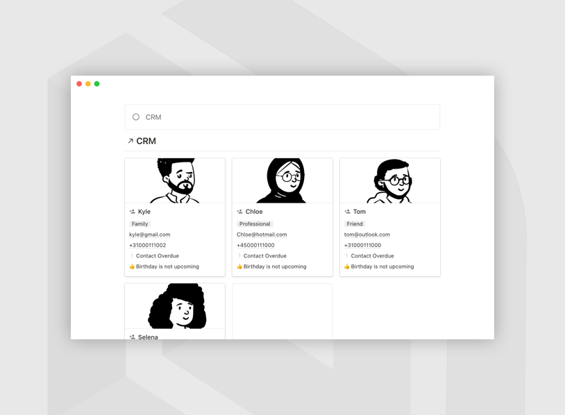 CRM dashboard