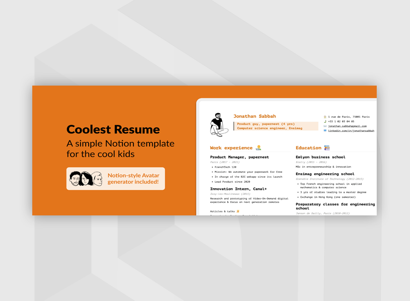 Coolest Resume/CV - Notion template