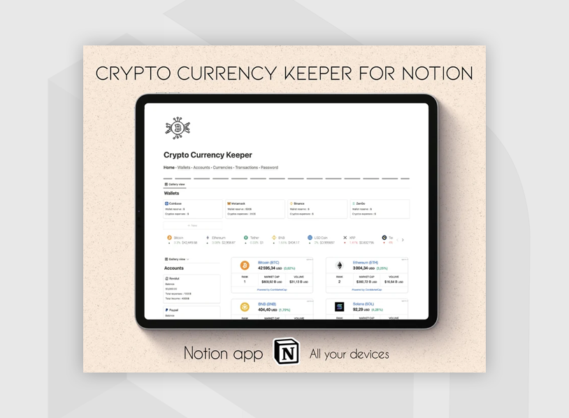 Cryptocurrency keeper for Notion