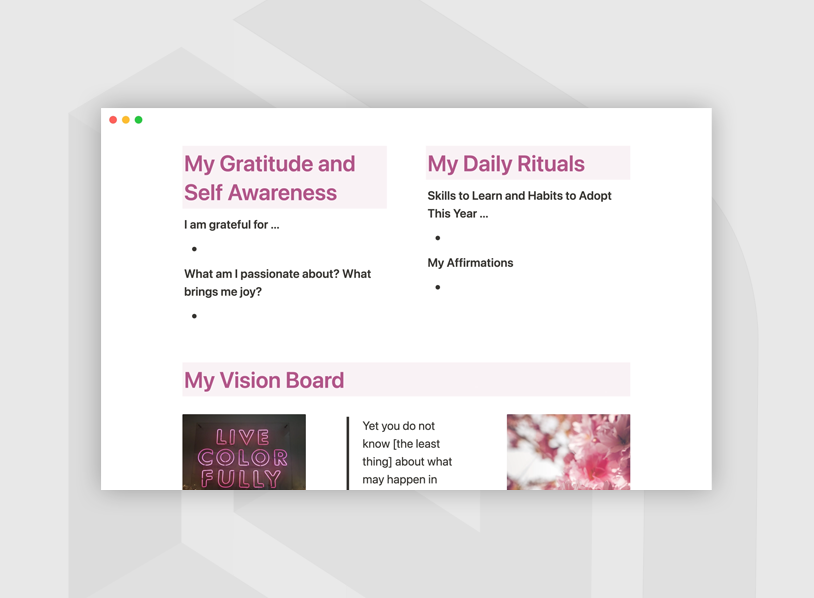 Digital bullet journal