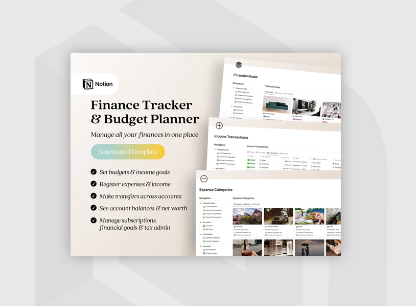 Finance Tracker 2023 Notion Template