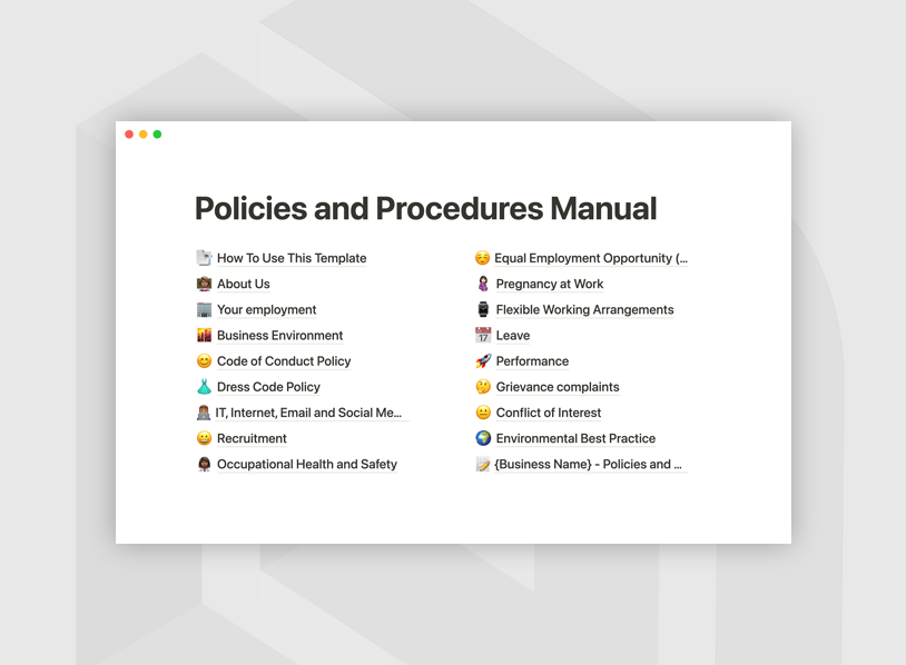 HR policies & procedures manual