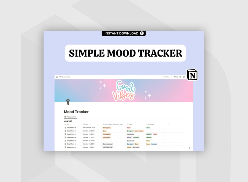 Notion mood tracker