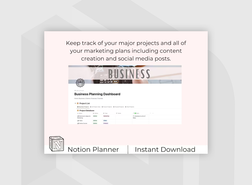 Notion Photography Business Template