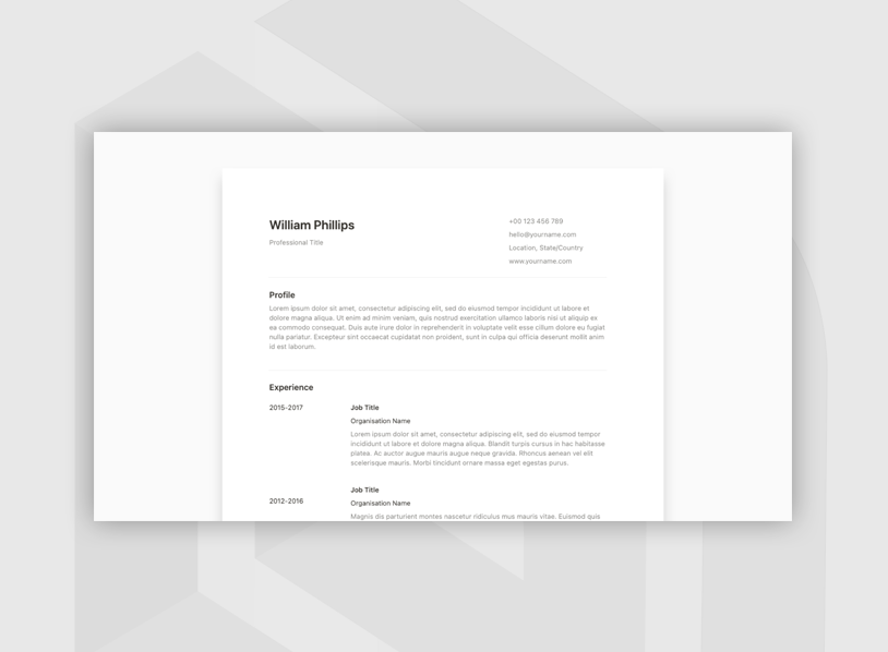 Notion Resume Template