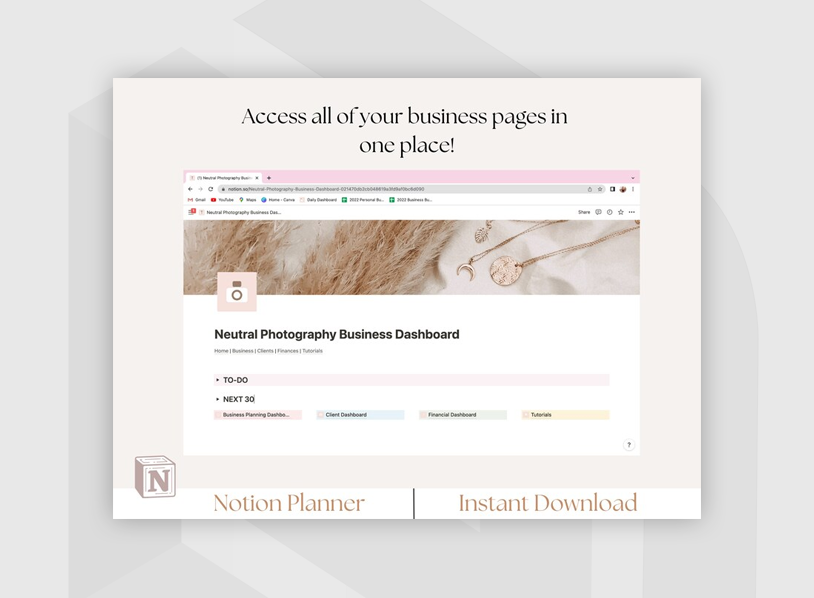 Photography Business Notion Planner