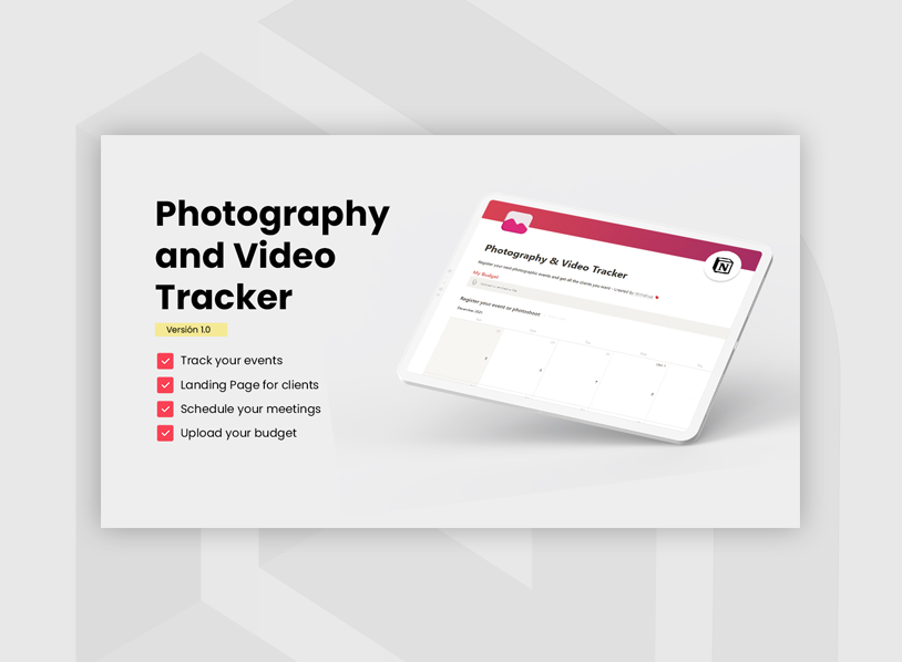 Photography and Video Tracker - Notion Template