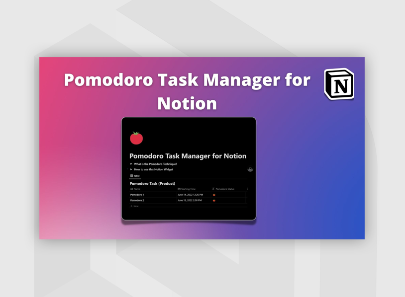 Pomodoro Task Manager for Notion