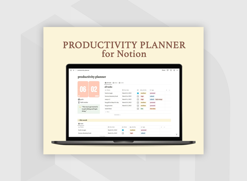 Productivity Planner for Notion