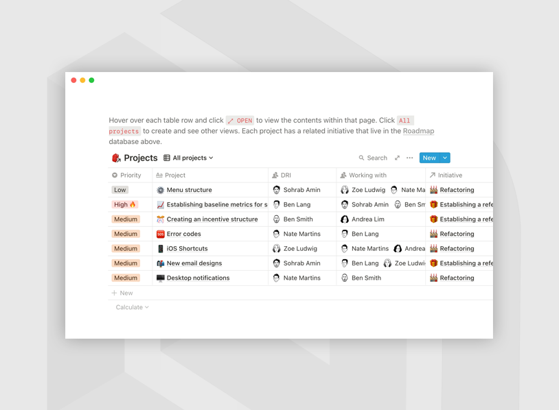 Projects & goals hub