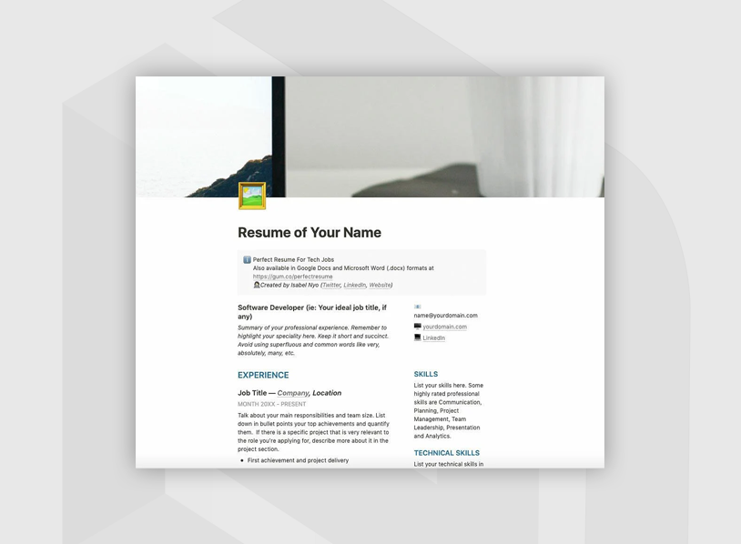 Resume Template for Web Developers
