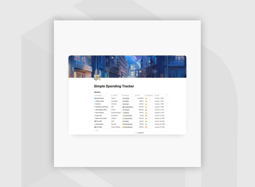 Simple Spending Tracker Template