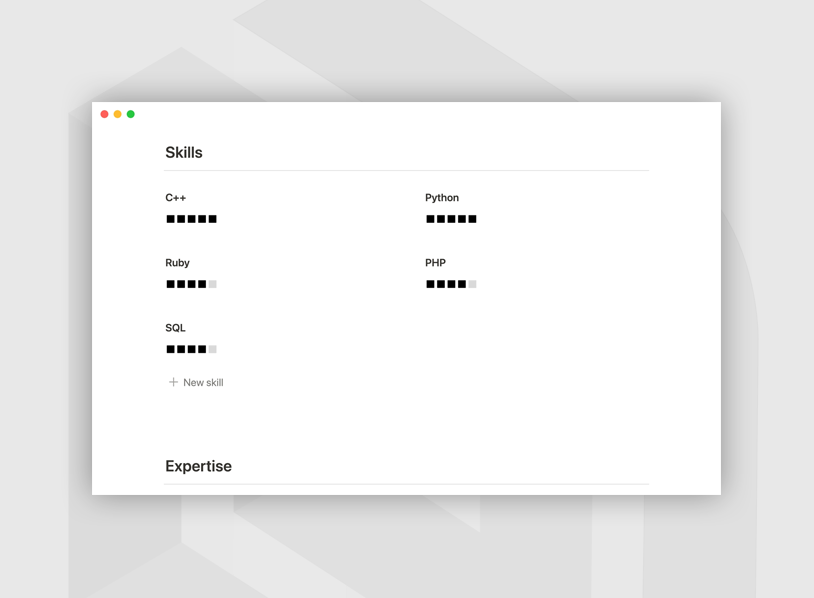 Simple resumé