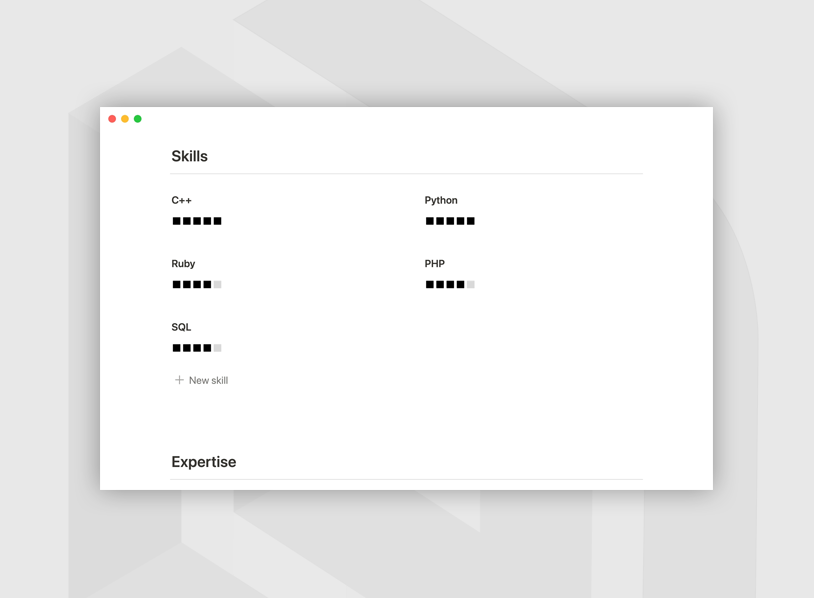Simple resumé