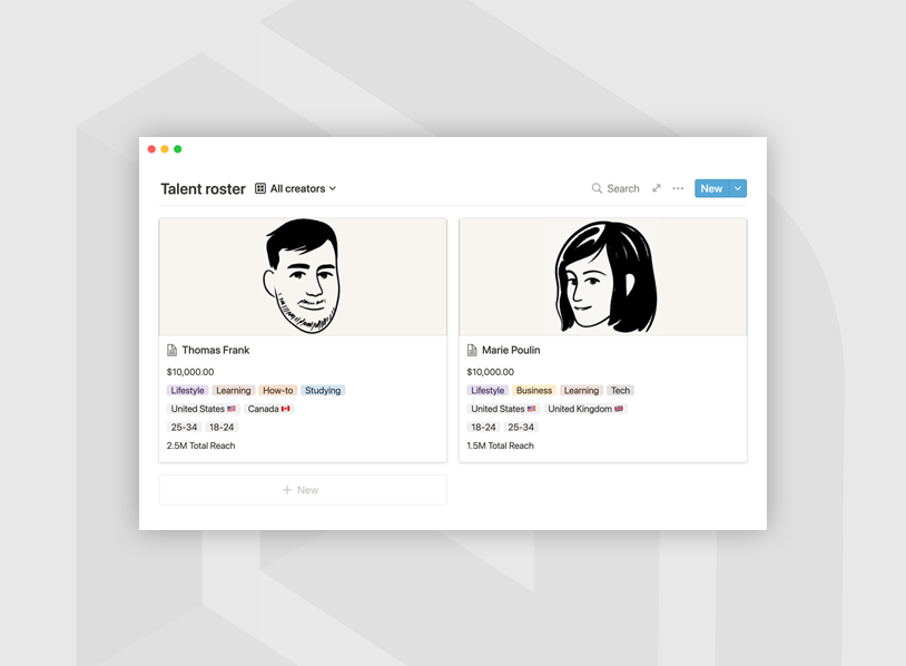 Talent agency CRM