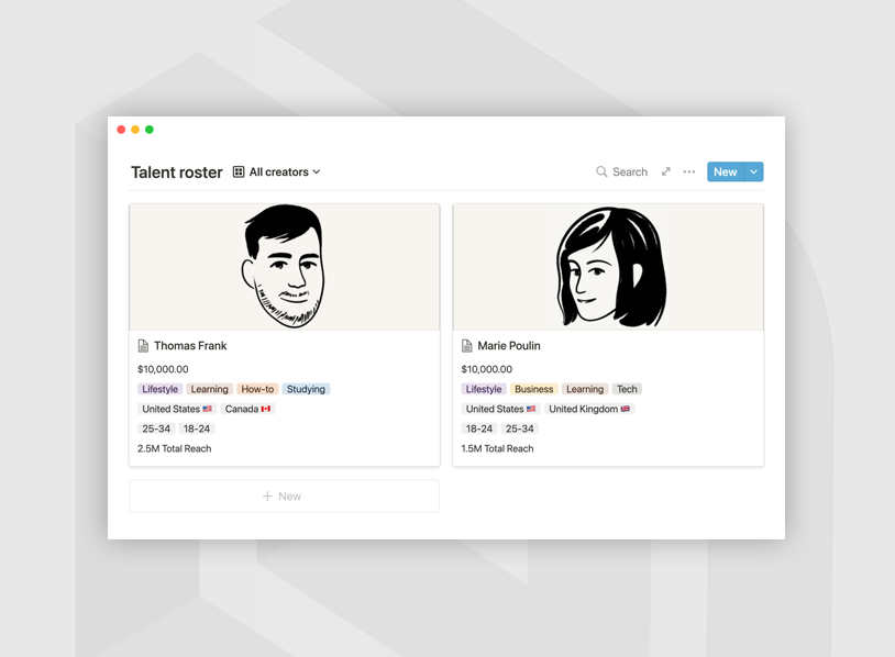 Talent agency CRM