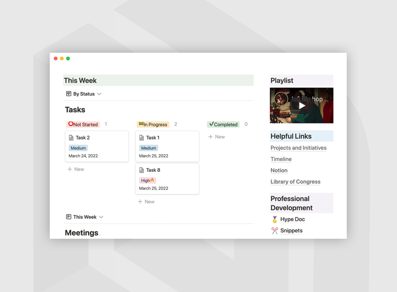 Work management dashboard