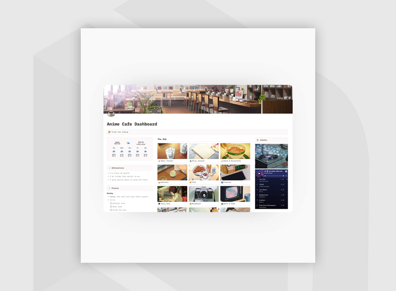 Anime Cafe Dashboard for Notion