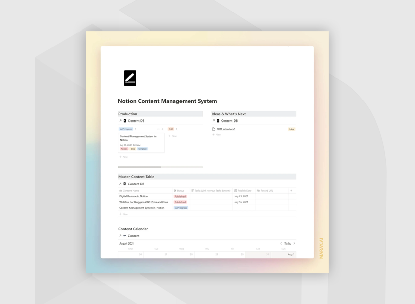 Notion Content Management System for Blogging 