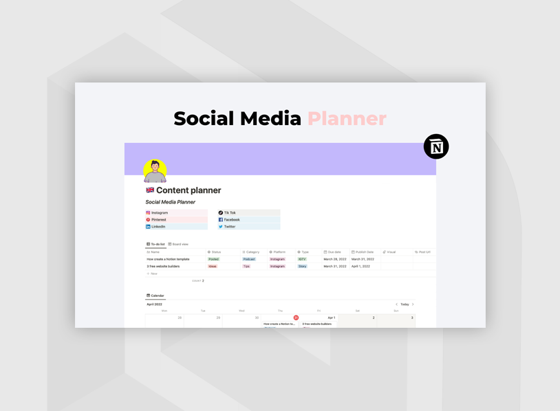 Notion Social Media Planner