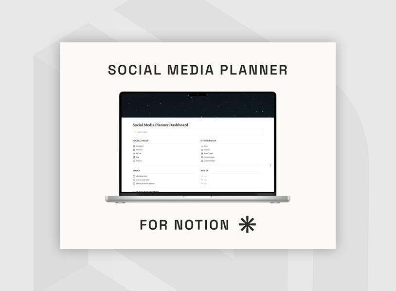 Social Media Planner for Notion- Content Creation Calendar
