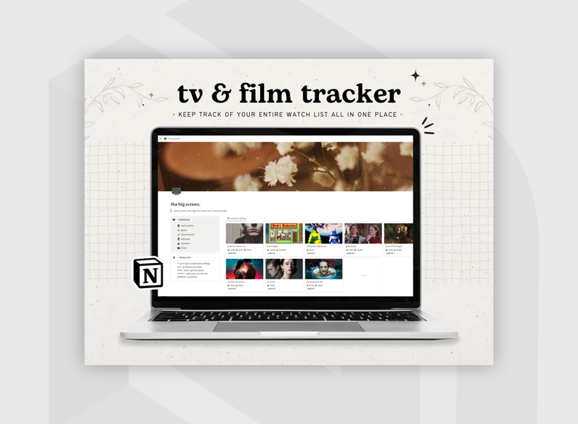 tv + movie tracking notion template 