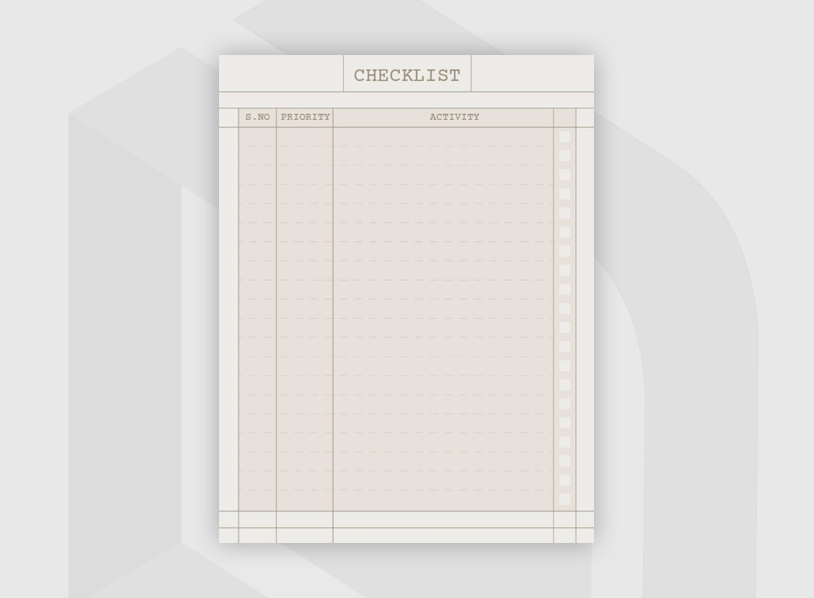 Beige Checklist