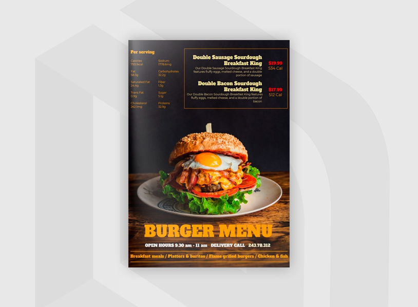 Burger Menu Restaurant