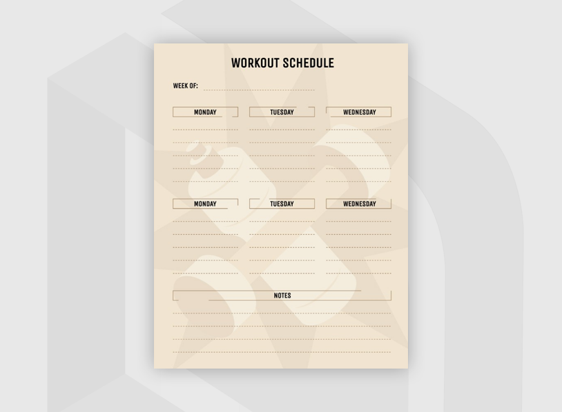 Light Brown Workout Schedule Checklist