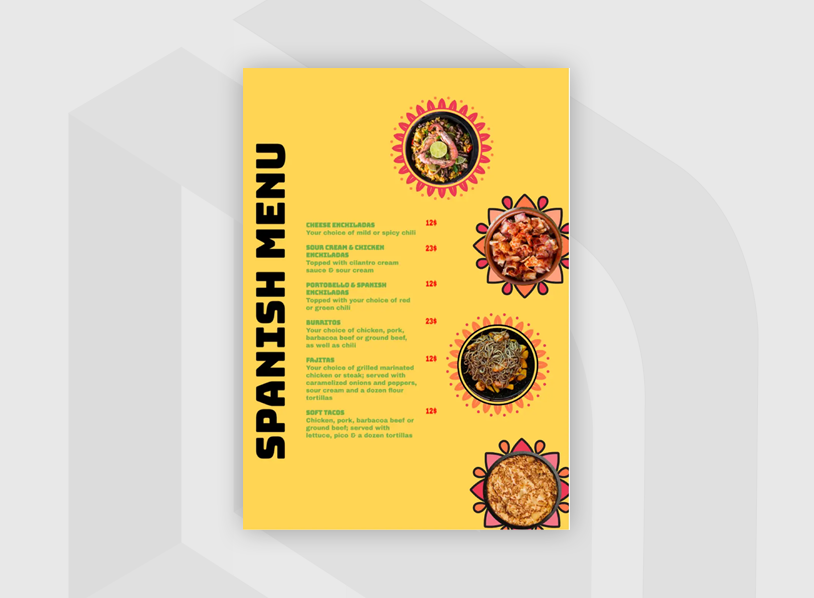 Spanish Menu
