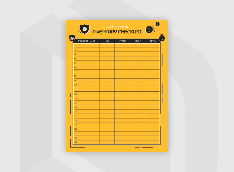 Yellow Inventory Checklist