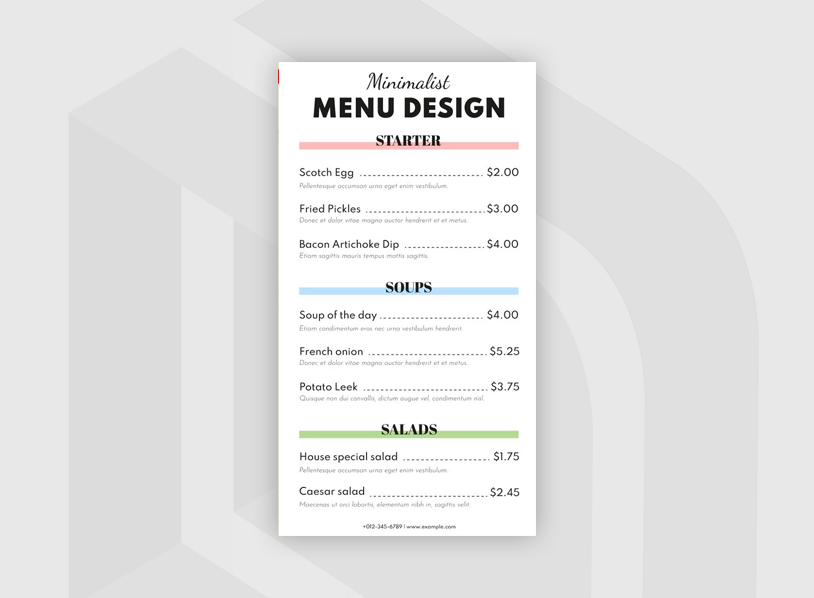 Blank Restaurant Menu