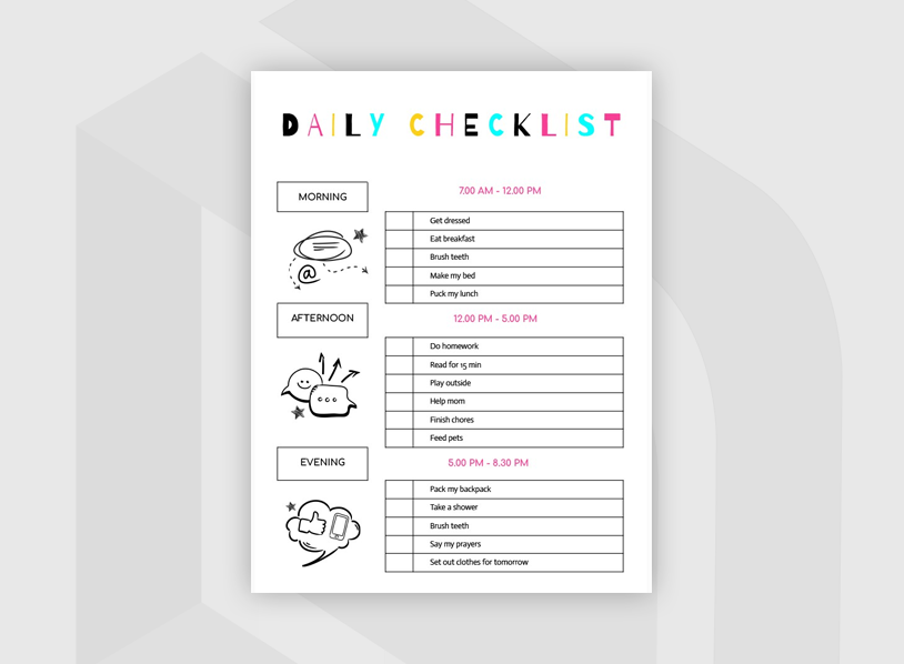 Daily Checklist Chore Chart For Kids