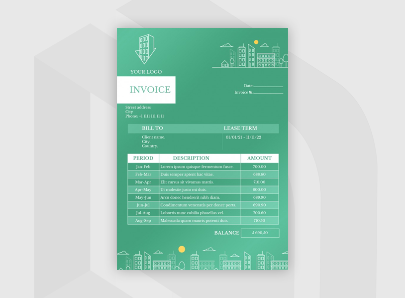 Apartment Rent Invoice