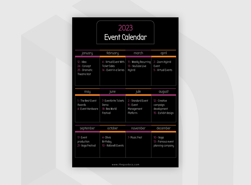 Black Event Calendar 2023