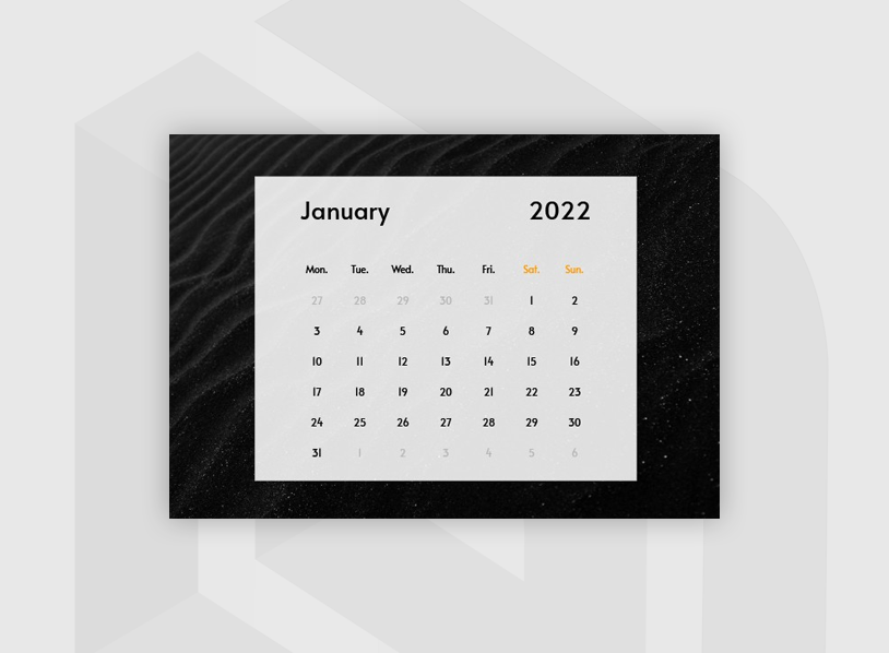 Black & White Calendar Monthly