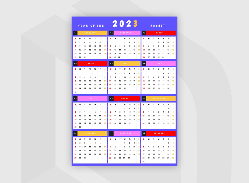 Bright Calendar 2023