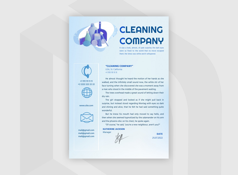 Cleaning Company Letterhead